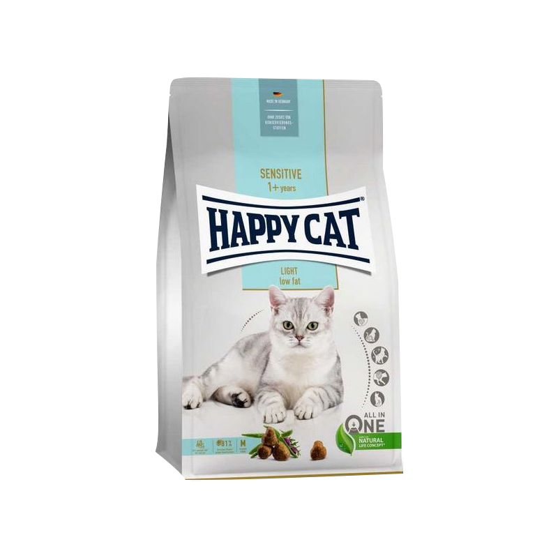  غذای خشک گربه هپی کت مخصوص کنترل وزن مدل سنسیتیو وزن 1.3 کیلوگرم 