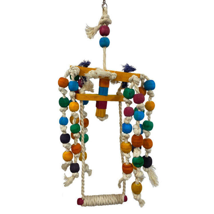 تصویر آویز قفس همراه با تاب مخصوص پرندگان آدی پت