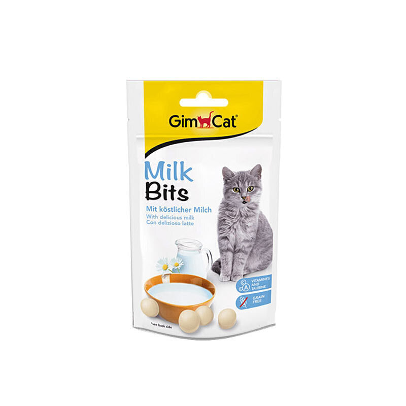  تصویر اسنک تشویقی توپی گربه با طعم شیر جیم کت وزن 40 گرم از نمای رو به رو 
