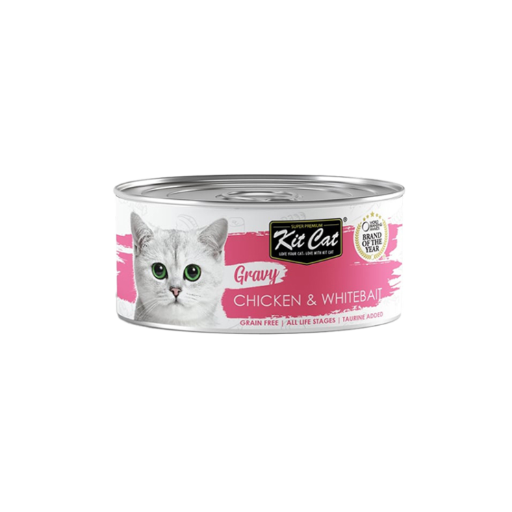 کنسرو غذای گربه کیت کت مدل مرغ و بچه ماهی در سس وزن 70 گرم