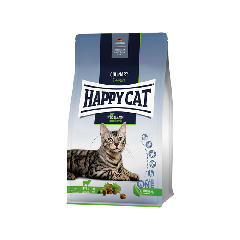  غذای خشک گربه بالغ هپی کت مدل کولینری با طعم بره وزن 1.3 کیلوگرم 