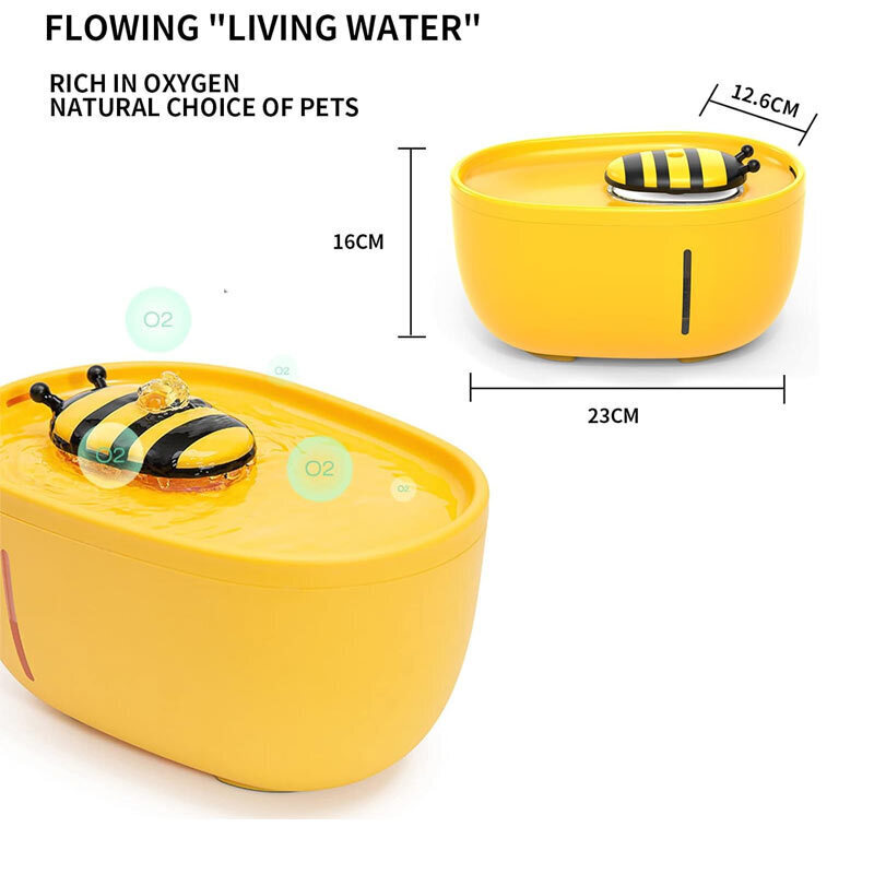  تصویر اندازه آبخوری زنبوری مخصوص گربه بی اند فلاور Bee&Flower Cat Water Bowl حجم 2 لیتر 