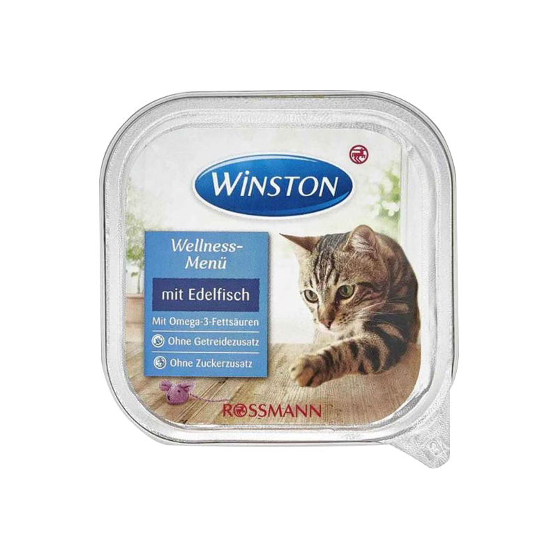  خوراک کاسه‌ ای گربه وینستون مدل ماهی شکاری وزن 100 گرم 