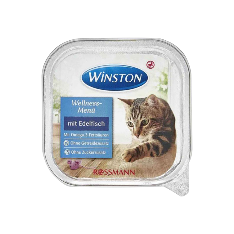 خوراک کاسه ای گربه وینستون مدل ماهی شکاری وزن 100 گرم