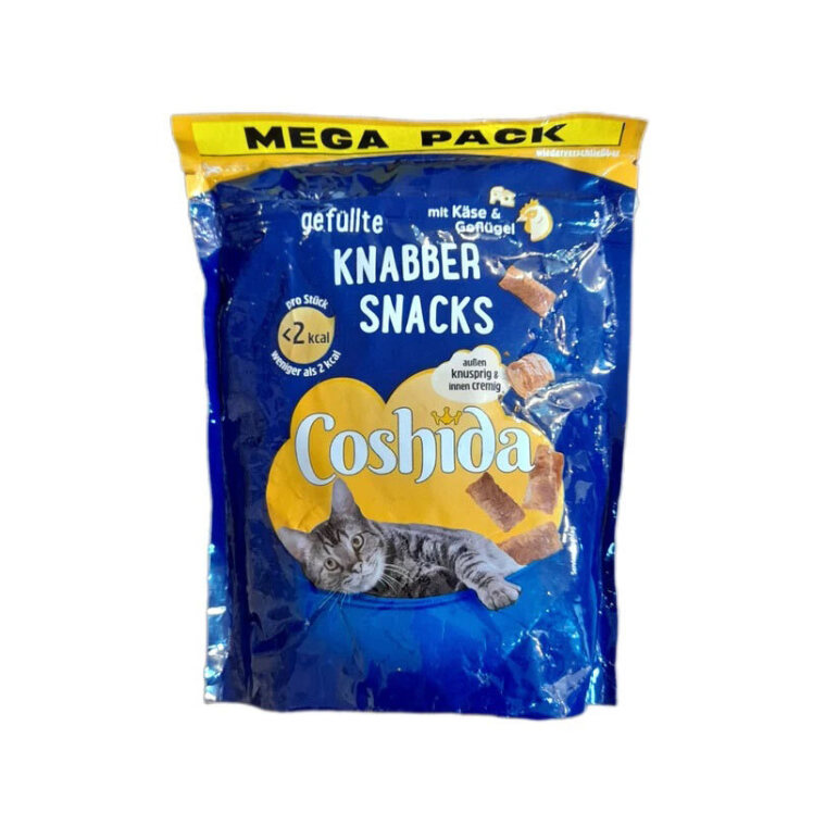 عکس تشویقی گربه کوشیدا مدل کرانچی مغزدار با طعم مرغ و پنیر وزن 150 گرم