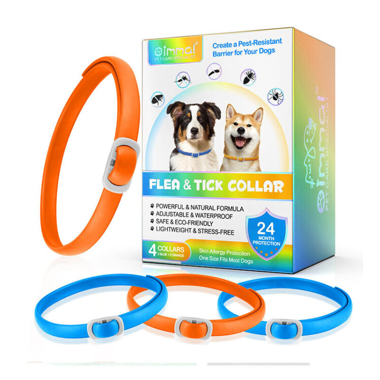 تصویر قلاده ضدکک و کنه آبی و نارنجی سگ اویمال