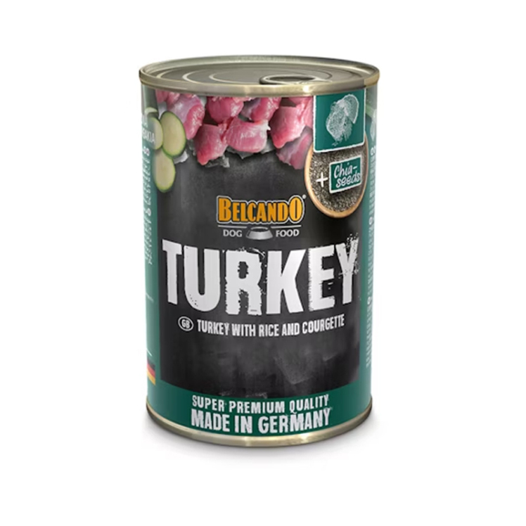 تصویر کنسرو غذای سگ بلکاندو با طعم گوشت بوقلمون Belcando Super Premium With Turkey وزن 400 گرم