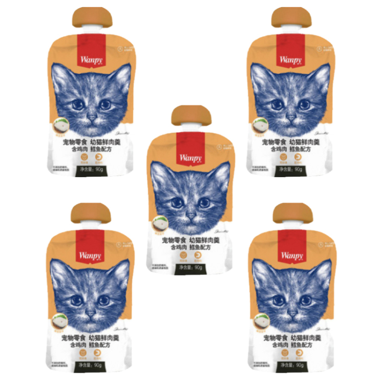 پودینگ غذای گربه ونپی مدل مرغ و ماهی کاد وزن 90 گرم