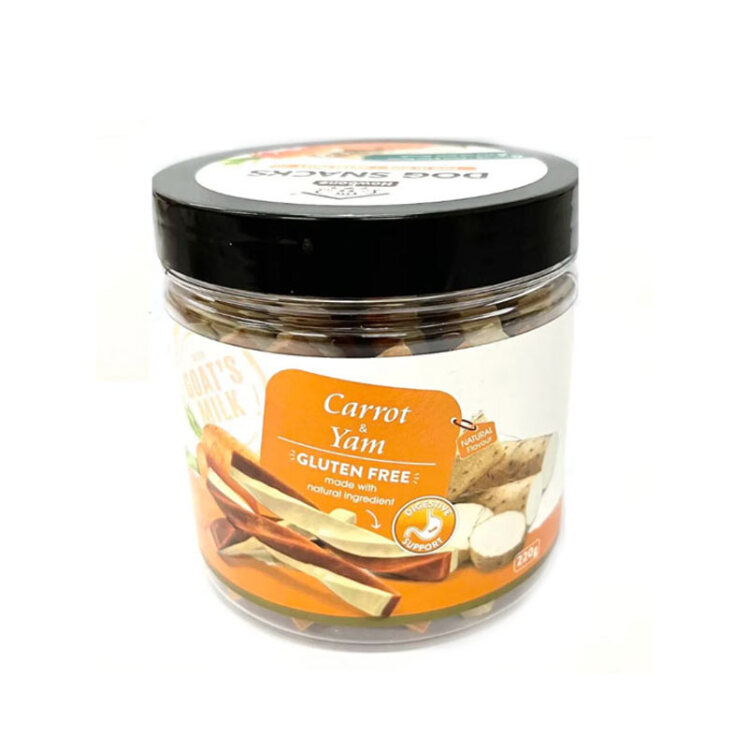 تصویر 1 تشویقی سگ بدون گلوتن هابون با طعم شیر بز، هویج و سیب زمینی شیرین وزن 220 گرم