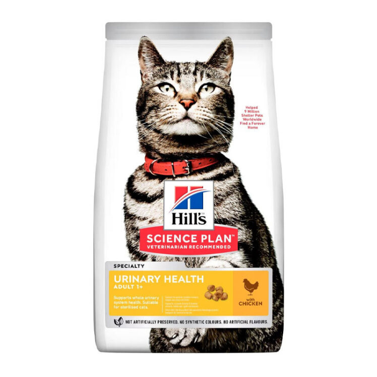 عکس بسته بندی غذای خشک مخصوص گربه هیلز برای سلامت مجاری ادراری با طعم مرغ وزن 1.5 کیلوگرم