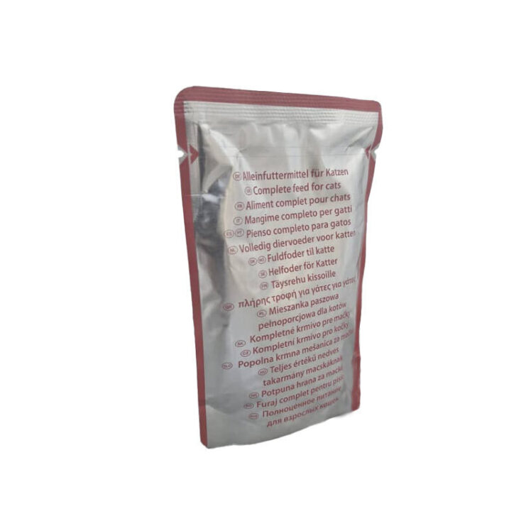 تصویر پوچ مخصوص گربه با طعم گوشت گوساله فیله شده در سس کچت وزن 100 گرم