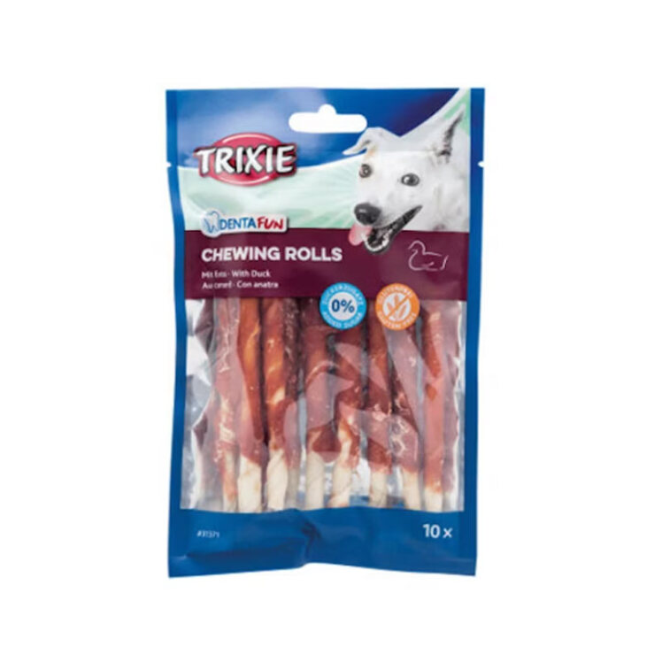 تصویر تشویقی سگ تریکسی دنتال رول های جویدنی با طعم اردک وزن 80 گرم