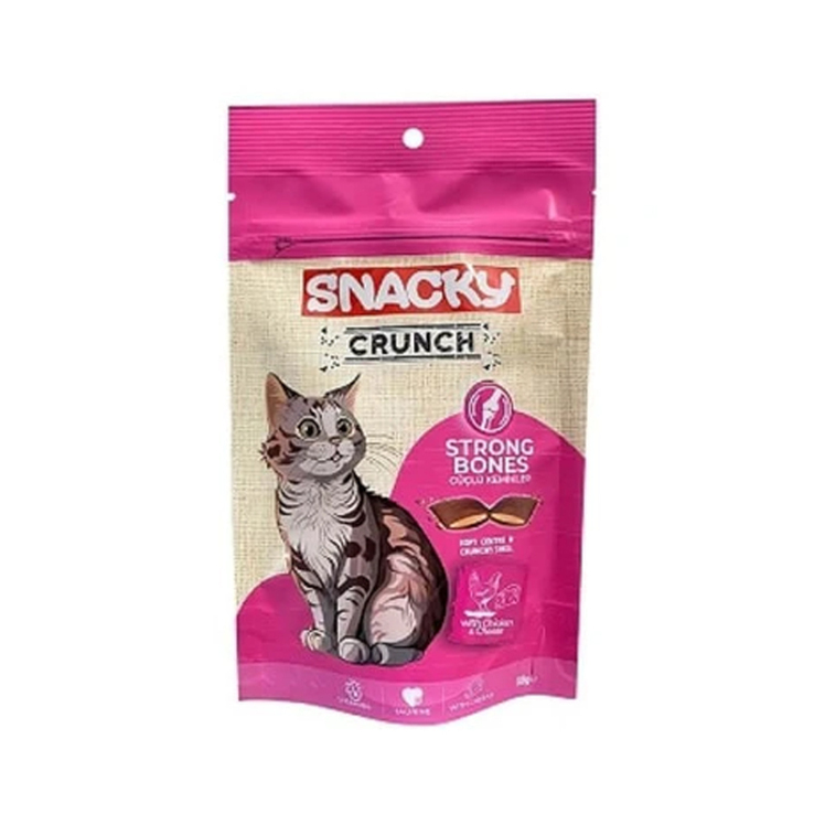 تصویر تشویقی گربه تقویت مفاصل و استخوان کرانچ اسنکی با طعم مرغ و پنیر وزن 60 گرم