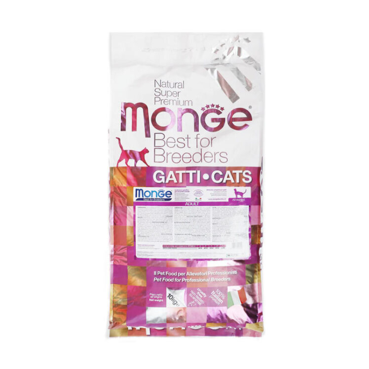 تصویر غذای خشک گربه نچرال سوپرپریمیوم بست فور بریدرز مونژ با طعم مرغ مناسب برای گربه‌های بالغ وزن 10 کیلوگرم