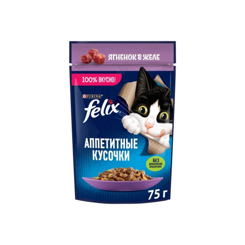  تصویر پوچ گربه فلیکس با طعم گوشت بره در ژله وزن 75 گرم 