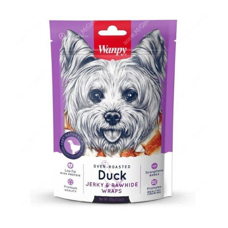 تصویر تشویقی سگ ونپی با طعم اردک و پوست خام