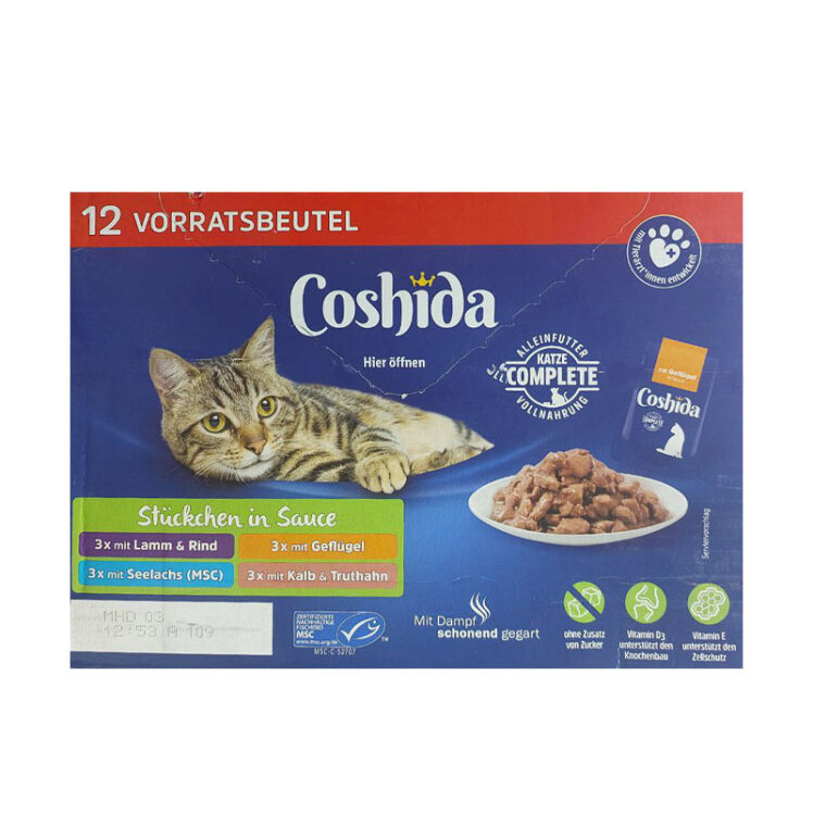 تصویر پوچ گربه کوشیدا در سس با طعم های مختلف بسته 12 عددی