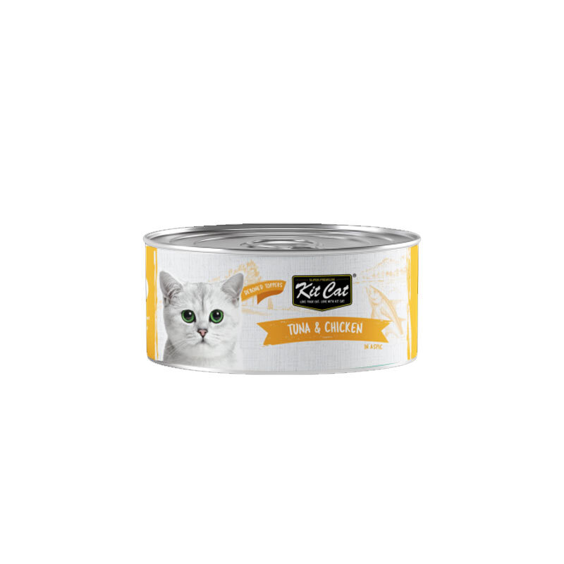  تصویر کنسرو غذا گربه کیت کت با طعم ماهی تن و مرغ وزن 80 گرم 