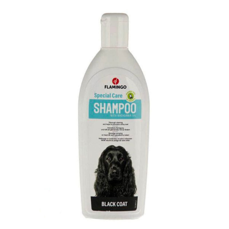  تصویر شامپو سگ مخصوص موهای سیاه فلامینگو حجم 300 میلی لیتر 