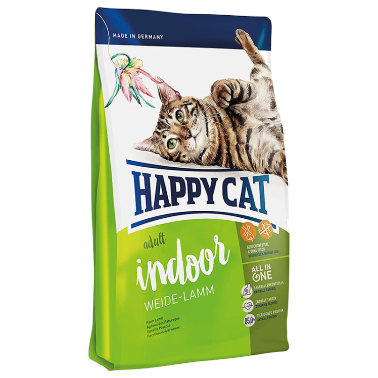 تصویر 1 غذای خشک گربه بالغ هپی کت ایندور با طعم گوشت بره وزن 10 کیلوگرم