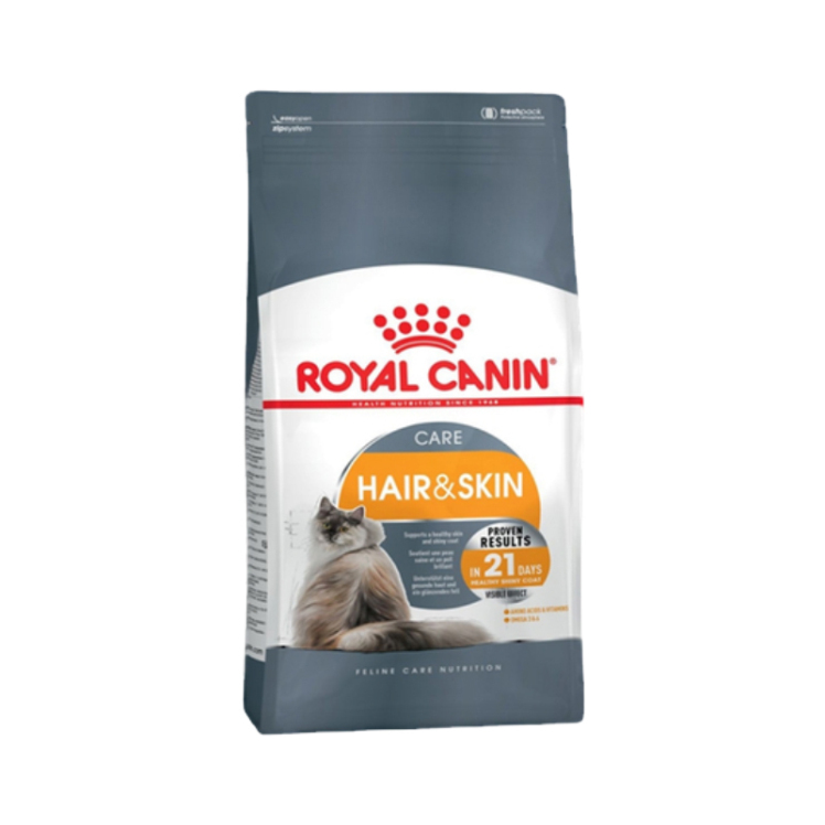 عکس بسته بندی غذای خشک گربه رویال کنین مدل Hair & Skin وزن 2 کیلوگرم