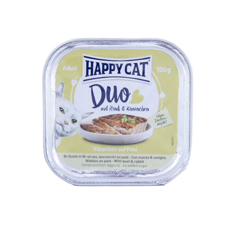  خوراک کاسه ای گربه هپی کت مدل گوشت و خرگوش وزن 100 گرم 