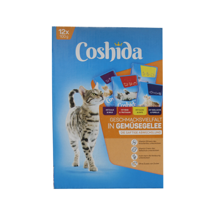 پوچ گربه کوشیدا در ژله سبزیجات بسته 12 عددی