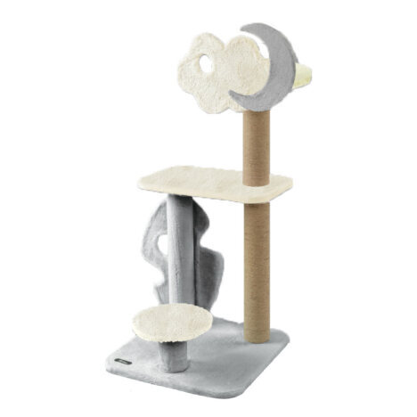 تصویر درخت گربه ابر و ماه نیناپت کد B رنگ شیری-خاکستری