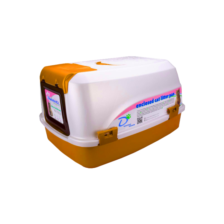 ظرف خاک گربه مدل مسقف دنیل نارنجی 