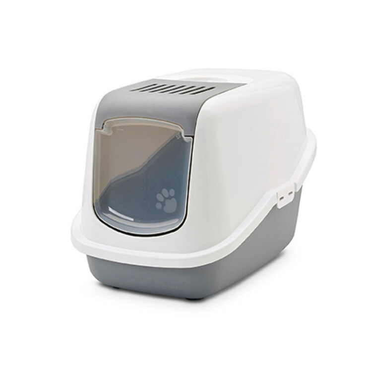 تصویر رنگ طوسی ظرف خاک مسقف گربه نستور ساویک سایز کوچک