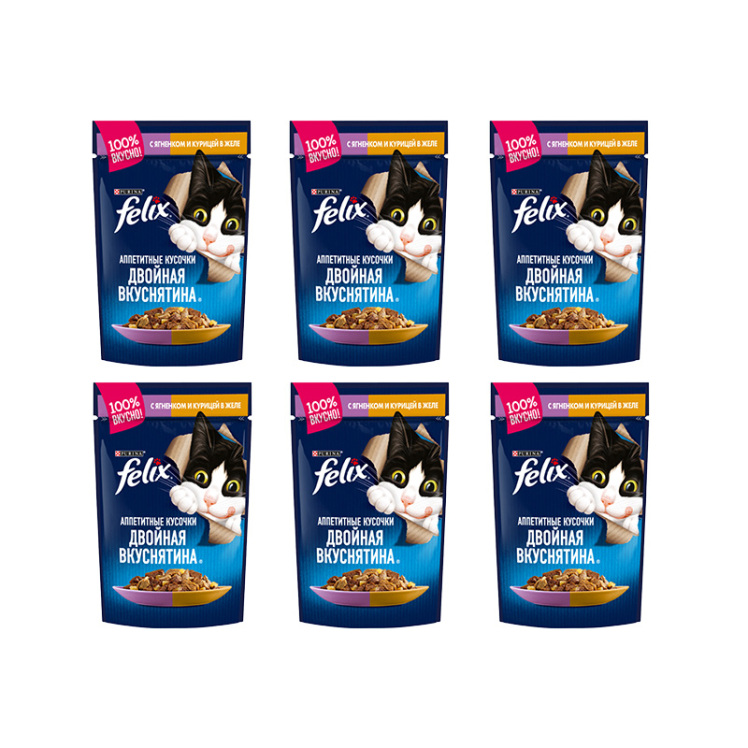 پوچ گربه فلیکس مدل مرغ و بره وزن 85 گرم 