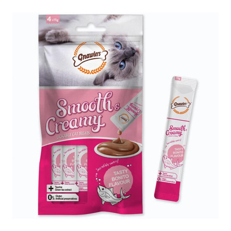 تصویر بستنی گربه گناولرز حاوی تائورین با طعم ماهی بونیتو بسته 4 عددی