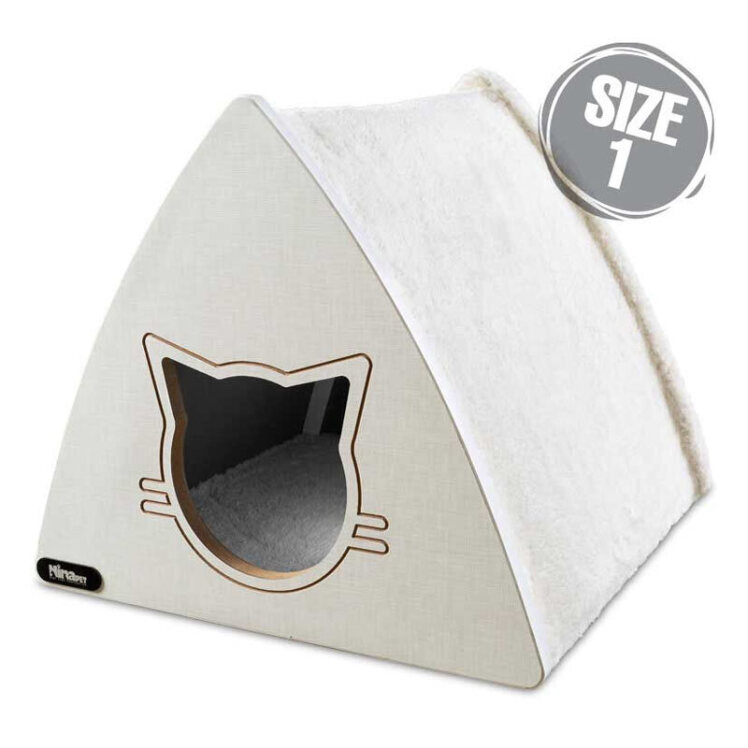 تصویر لانه سه گوش گربه نیناپت سایز 1 رنگ شیری