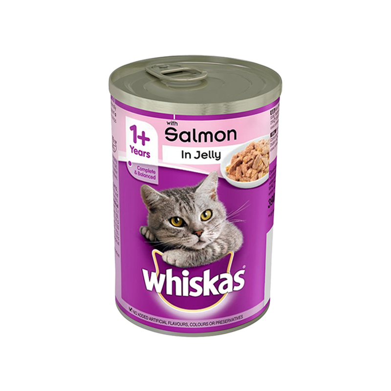  کنسرو غذای گربه ویسکاس مدل ماهی سالمون در ژله وزن 390 گرم 