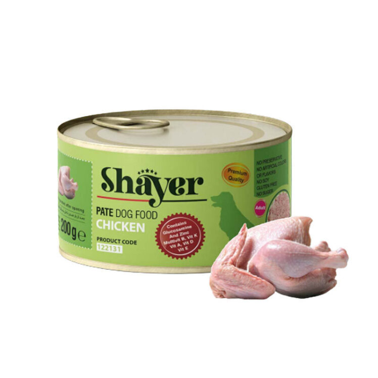 تصویر کنسرو پته مخصوص سگ با طعم مرغ شایر وزن 200 گرم