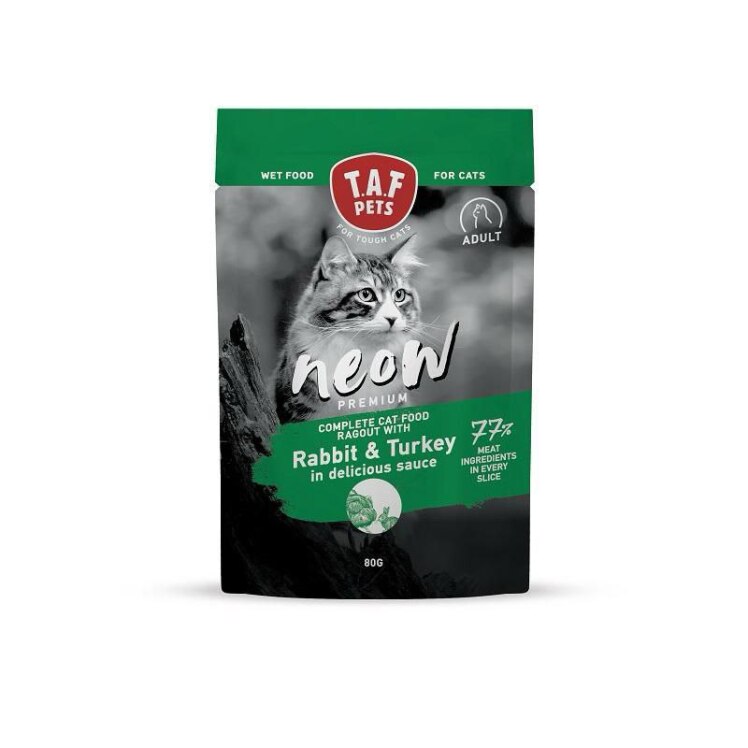 عکس پوچ گربه بالغ تاف پتز با طعم خرگوش و بوقلمون در سس وزن 80 گرم