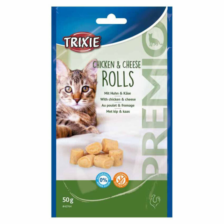 تصویر تشویقی مخصوص گربه رولی تریکسی با طعم مرغ و پنیر وزن 50 گرم