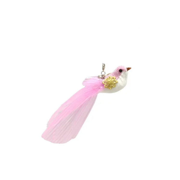 تصویر اسباب بازی پرنده فنری گربه Cat Feather Toy رنگ صورتی
