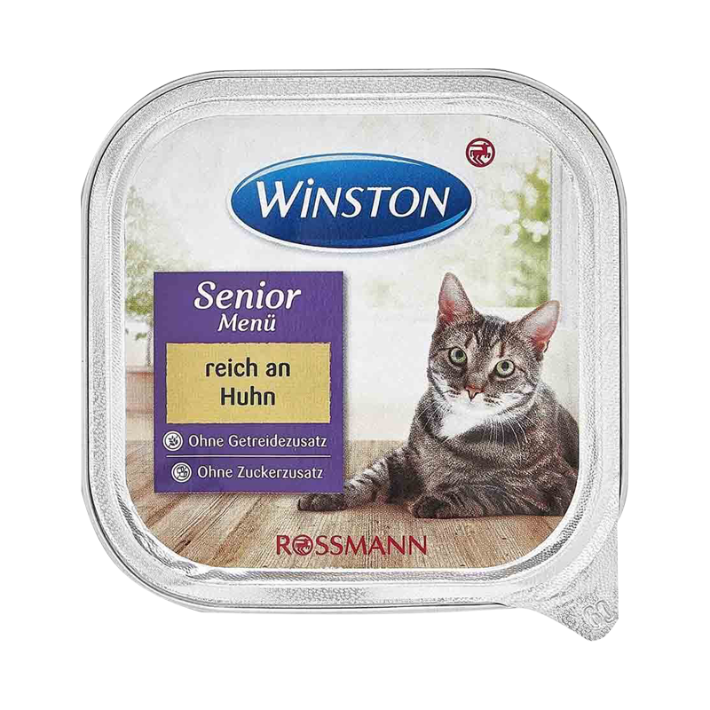  خوراک کاسه‌ ای گربه وینستون مدل سنیور با طعم مرغ وزن 100 گرم 