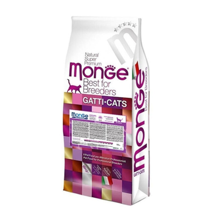 تصویر غذای خشک گربه نچرال سوپرپریمیوم بست فور بریدرز مونژ با طعم مرغ مناسب برای گربه‌های خانگی وزن 10 کیلوگرم