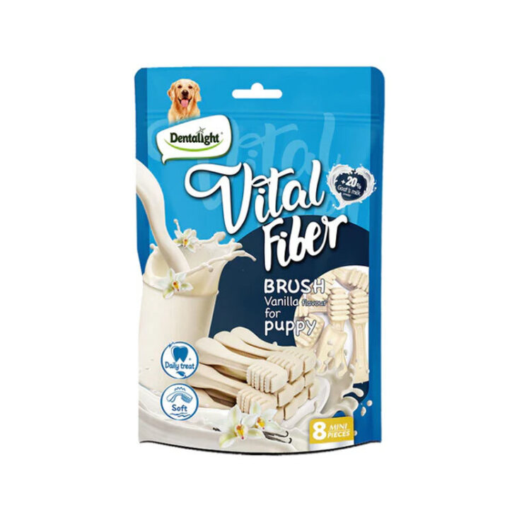تصویر 1 تشویقی توله سگ ویتال فیبر دنتالایت با طعم شیر بز و وانیل بسته 8 عددی