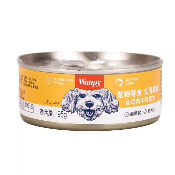 تصویر کنسرو غذای سگ ونپی با طعم مرغ و جگر گاو وزن 95 گرم