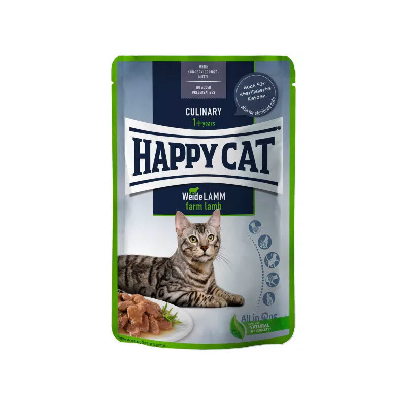  تصویر پوچ گربه هپی کت با طعم گوشت بره وزن 85 گرم 