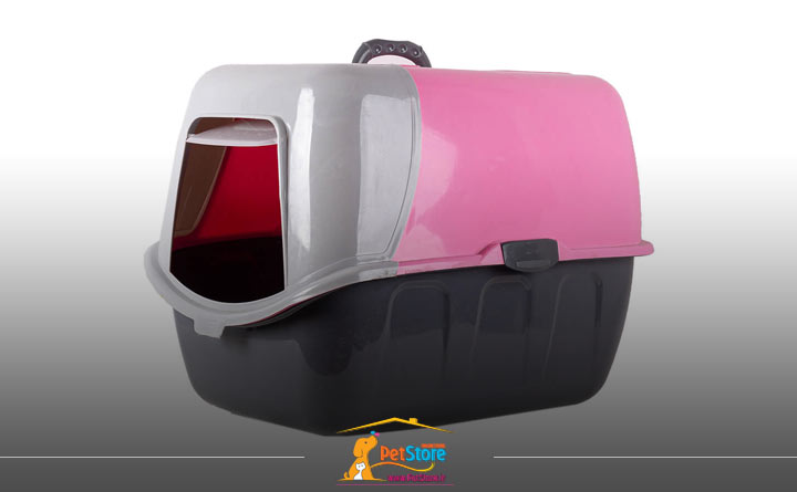 ظرف خاک گربه سقف‌دار از انواع ظرف خاک گربه