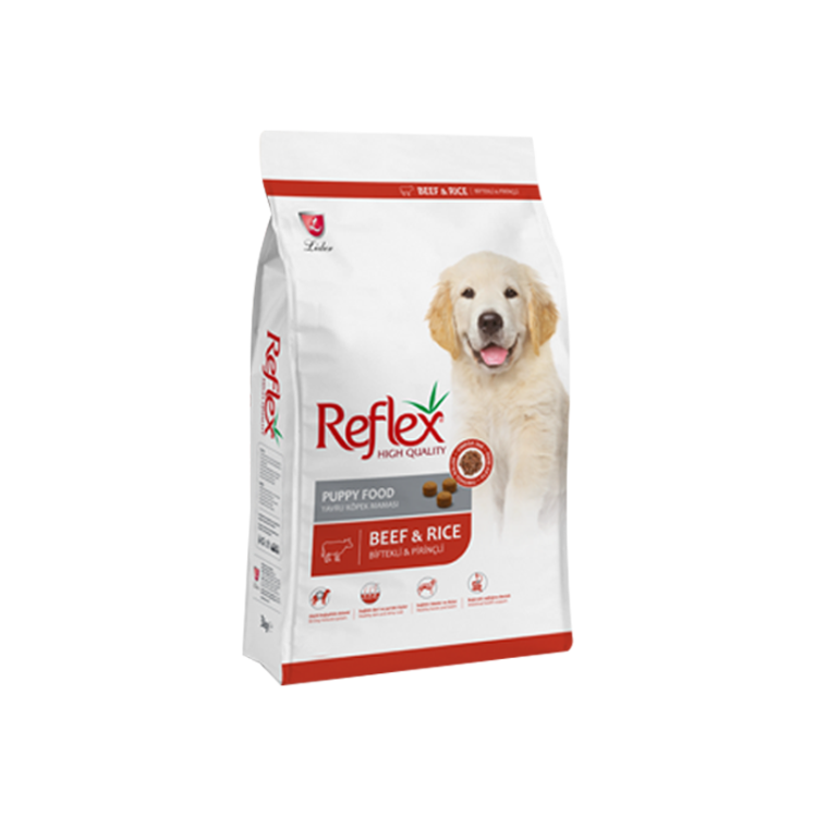 غذای خشک توله سگ رفلکس مدل گوشت و برنج وزن 15 کیلوگرم
