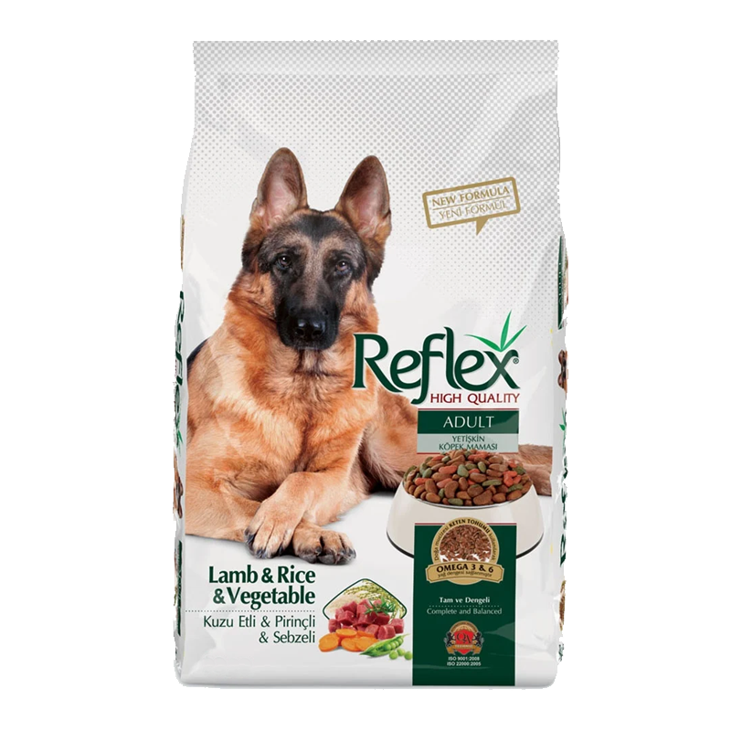  غذای خشک سگ بالغ رفلکس مدل بره برنج سبزیجات وزن 15 کیلوگرم 
