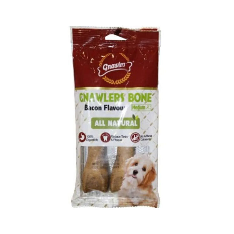 تصویر تشویقی سگ استخوان متوسط گناولرز با طعم بیکن بسته 2 عددی